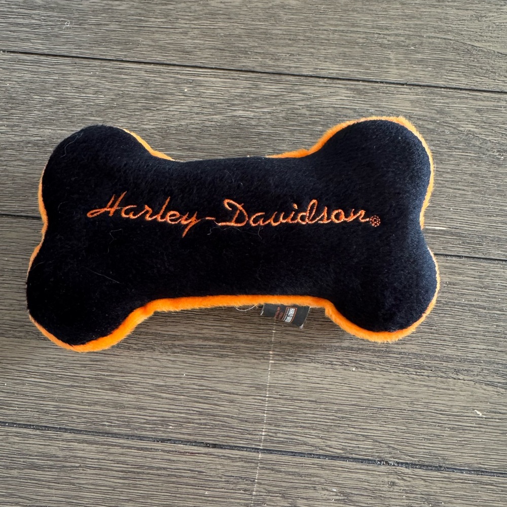 Harley-Davidson Black and Orange Bone dog squeaky toy